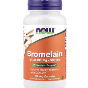 Now Foods Bromelain 500 mg, 60 veqan kapsul